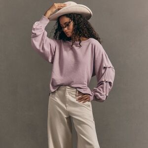 Pilcro Tucked-Sleeve Pullover